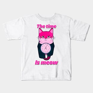 The Time is Meow “PINK” Kids T-Shirt